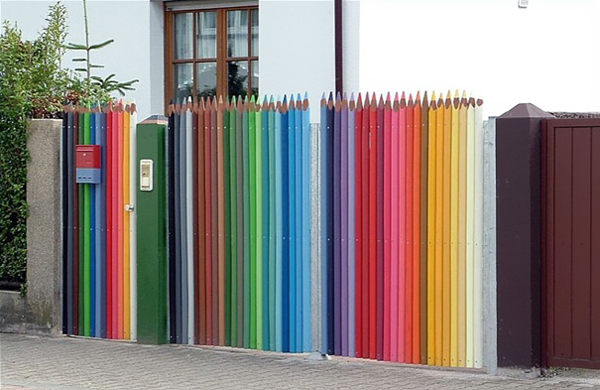 What an awesome color pencil fence for kids